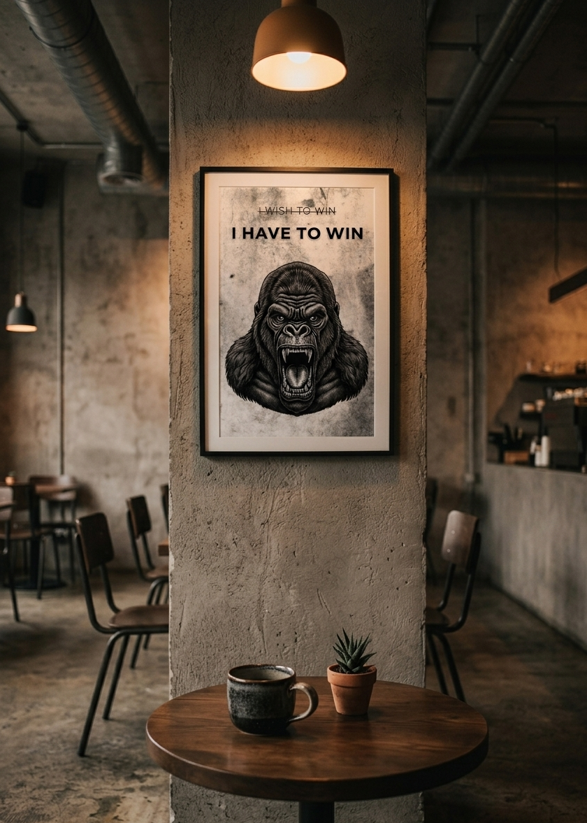 Gorilla Motivational Wall Art – I Have To Win | Digital Print
