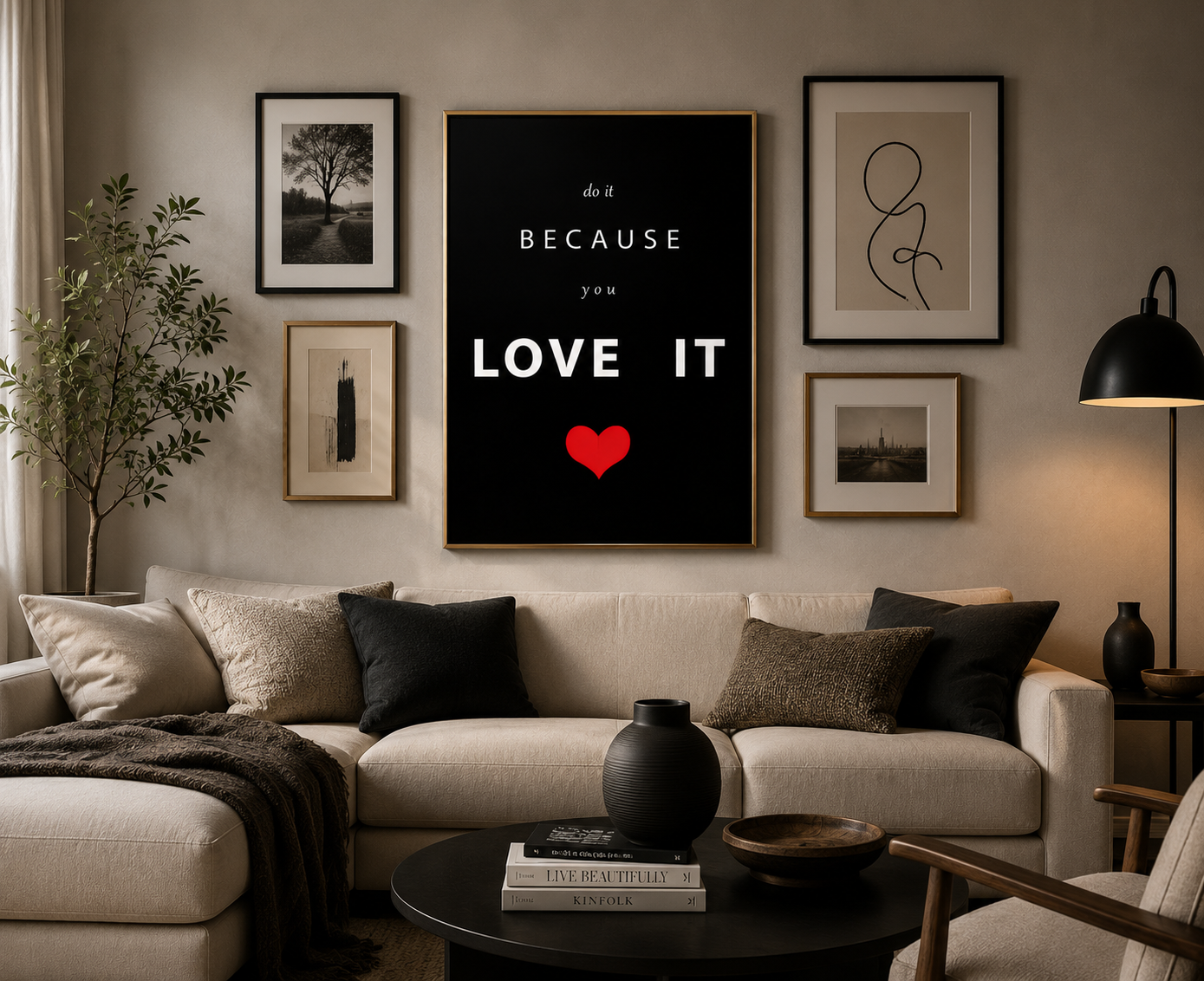 Do It Because You Love It – Minimalist Motivational Wall Art Print | Dark Edition