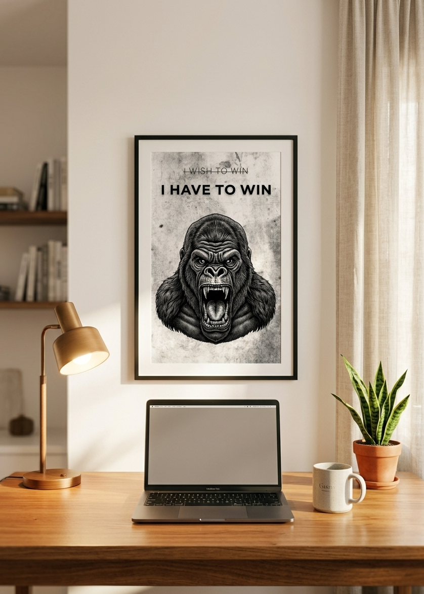 Gorilla Motivational Wall Art – I Have To Win | Digital Print
