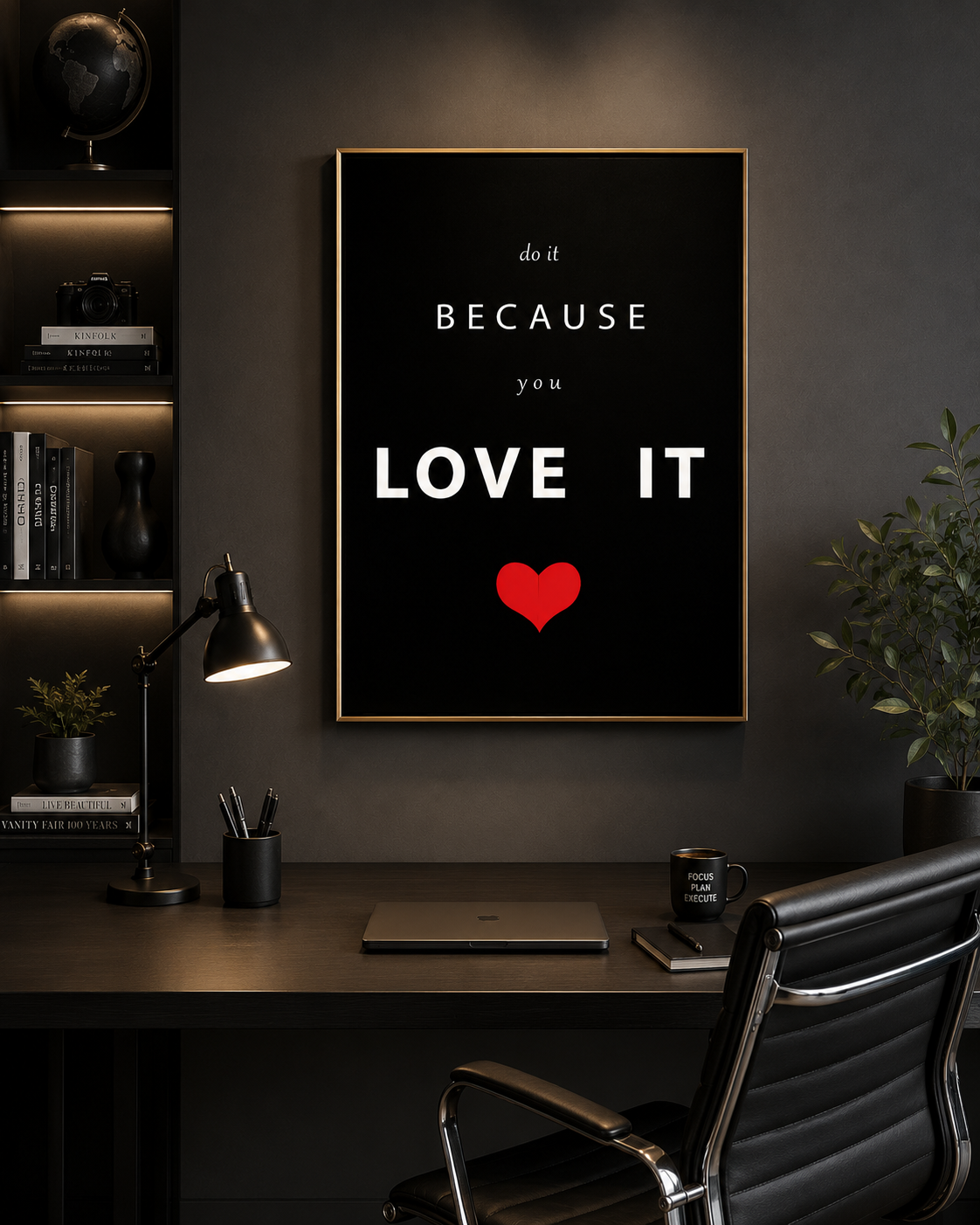 Do It Because You Love It – Minimalist Motivational Wall Art Print | Dark Edition