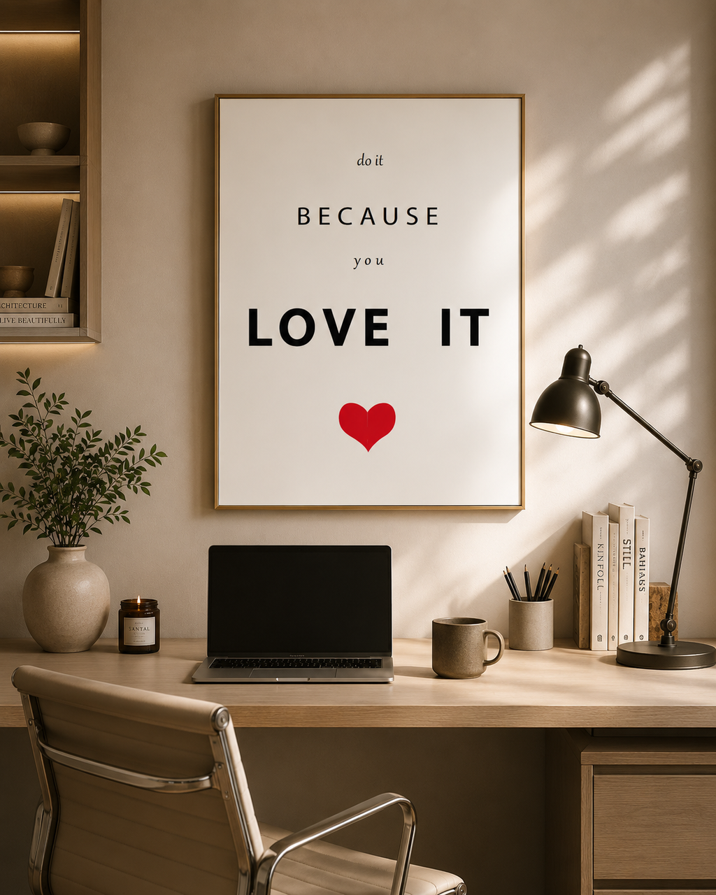 Do It Because You Love It – Minimalist Motivational Wall Art Print | White Edition