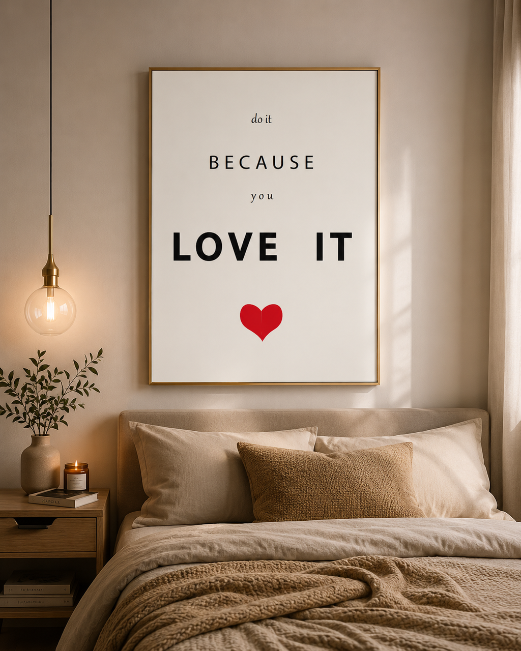 Do It Because You Love It – Minimalist Motivational Wall Art Print | White Edition